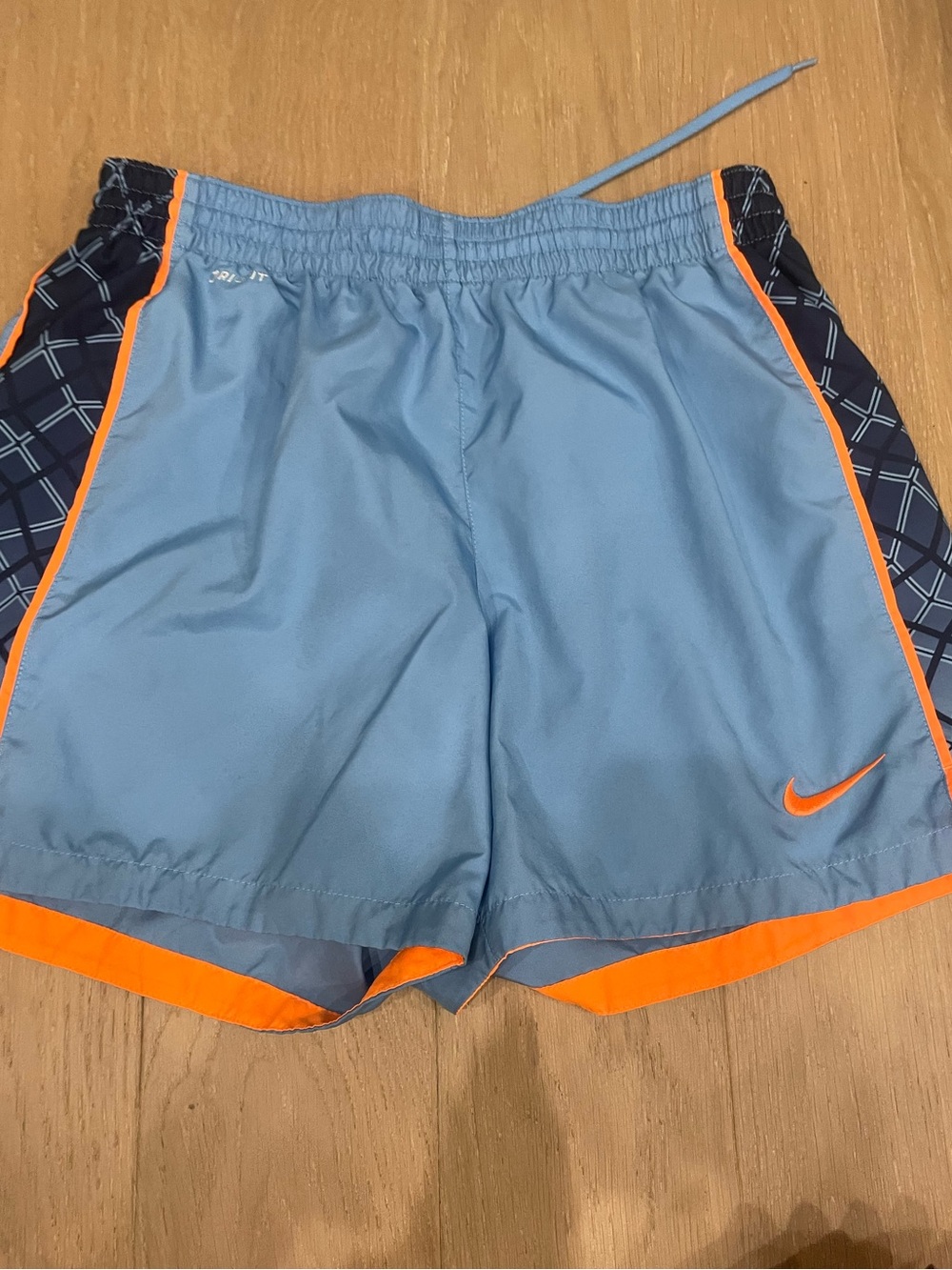 Nike Sky Blue Shorts with Orange Waistband